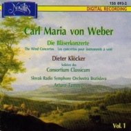 ウェーバー（1786-1826）/Wind Concertos Vol.1(Clarinetconcertos)： Klocker(Cl) / Slovak. rso