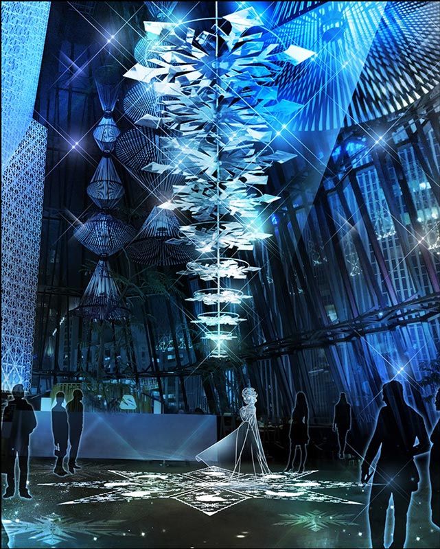アナと雪の女王 クリスマスツリーが登場 新作の象徴的なシーンを表現 イベント おでかけ