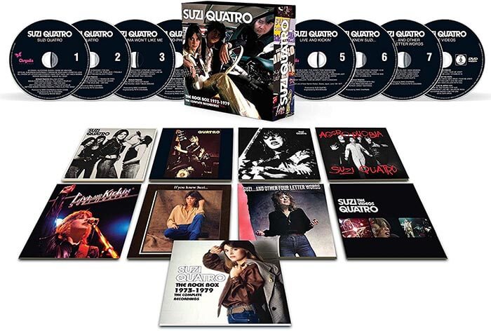 スージー・クアトロ 70年代のキャリアをまとめた CD７枚組＋DVD ボックスセット『The Rock Box 1973-1979』 DVDには  ビデオクリップ、英BBC「Top of the Pops」出演時映像、1975年の日本公演を収録|ロック