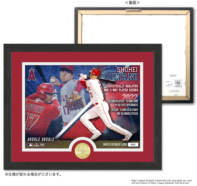 限定商品　大谷翔平2022投打ダブル規定到達記念コインフォトミント　写真三枚付き約39cmブロンズ