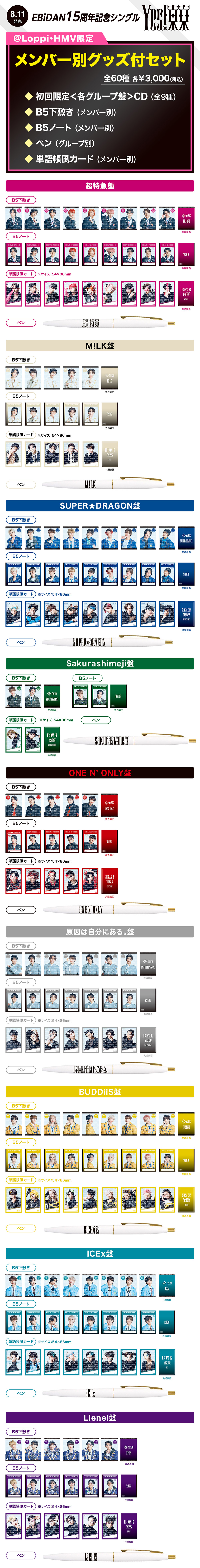 Loppi・HMV限定】EBiDAN 15周年シングル『Yes! 東京』メンバー別グッズ