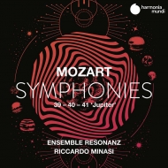 Symphonies Nos.39, 40, 41 : Riccardo Minasi / Ensemble Resonanz (2CD)