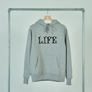 LIFEフッディー グレー×ホワイト×ブラック Lサイズ : 小沢健二