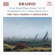 ֥顼ॹ1833-1897/(Piano Duo)piano Quartet.1 Etc Matthies / Kohn(4 Hands Works 12)