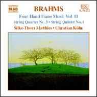 ֥顼ॹ1833-1897/(Piano Duo)string Quartet.3 Quintet.1 Matthies / Kohn(4 Hands Works 11)