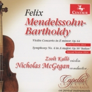 メンデルスゾーン（1809-1847）/Sym 4 Violin Concerto： Mcgegan / Capella Savaria Kallo(Vn)