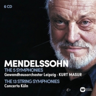交響曲全集、弦楽のための交響曲全集　クルト・マズア&ゲヴァントハウス管弦楽団、コンチェルト・ケルン(6CD)