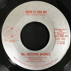 Ms. Victoria Barnes NEVER TOO LATE 45RPM