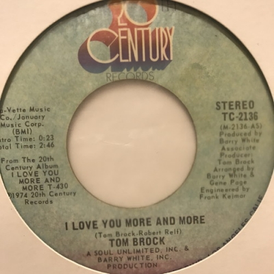 中古:盤質B】 I Love You More And More : Tom Brock | HMV&BOOKS