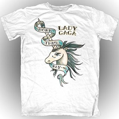 Lady Gaga T-shirt : Unicorn Tatto -White / Size: S : Lady Gaga