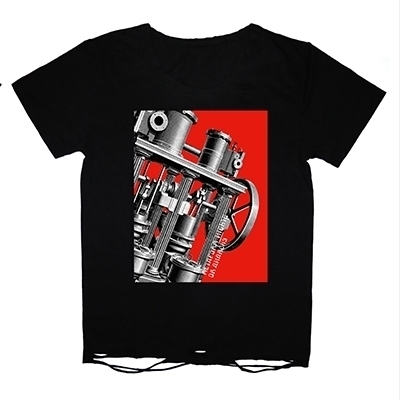 TシャツC（黒 : マシン・未来派/ダメージ加工）【L】/ BUCK-TICK TOUR