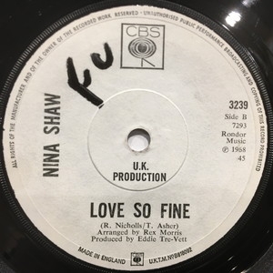 中古:盤質B】 Love So Fine : Nina Shaw | HMV&BOOKS online - 3239