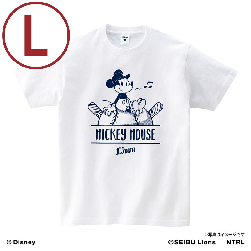 埼玉西武ライオンズ Tシャツ (ホワイト / Lサイズ)/ ミッキーマウス