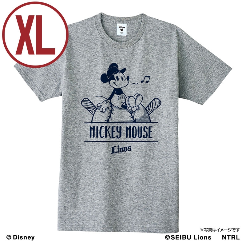 埼玉西武ライオンズ Tシャツ (杢グレー / XLサイズ)/ ミッキーマウス