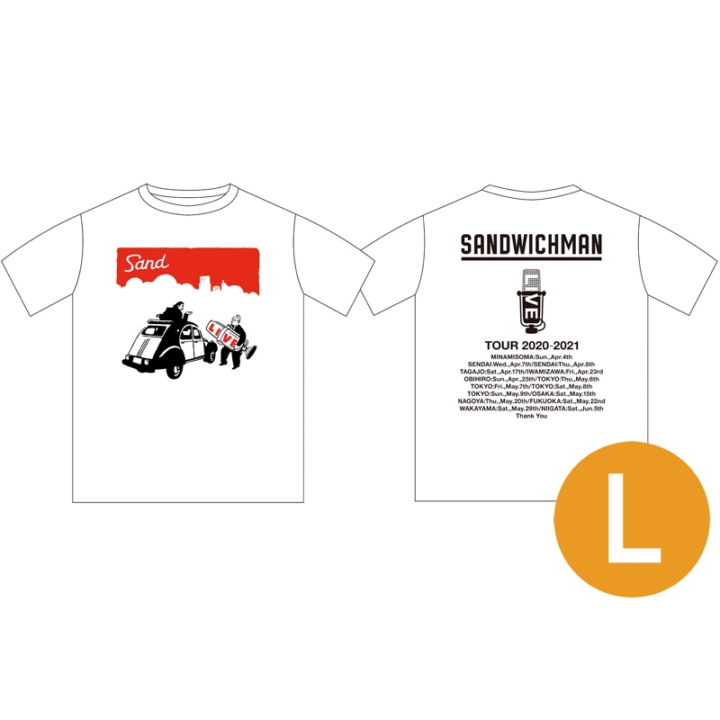 ツアーTシャツ ホワイト（サイズL） / サンドウィッチマン 2020～21
