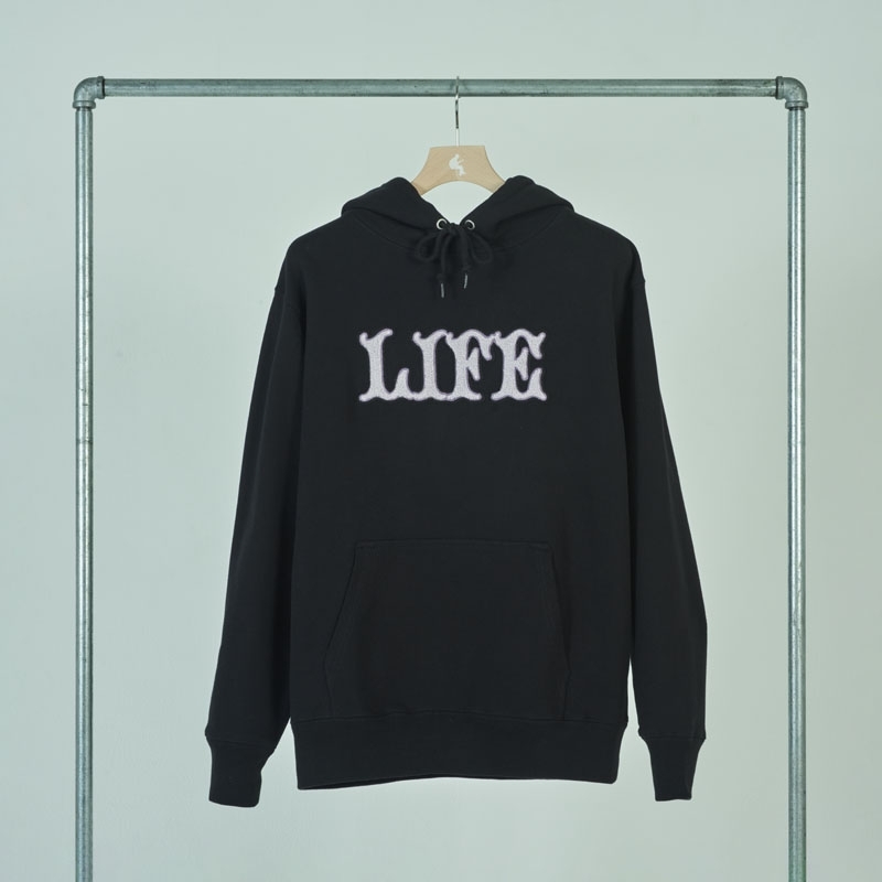 小沢健二 LIFEフッディーブラックドアノックをジャカジャカ弾いたギターSサイズ LIFEフッディー ブラック×パープル×ホワイト(タグ:ドアノック