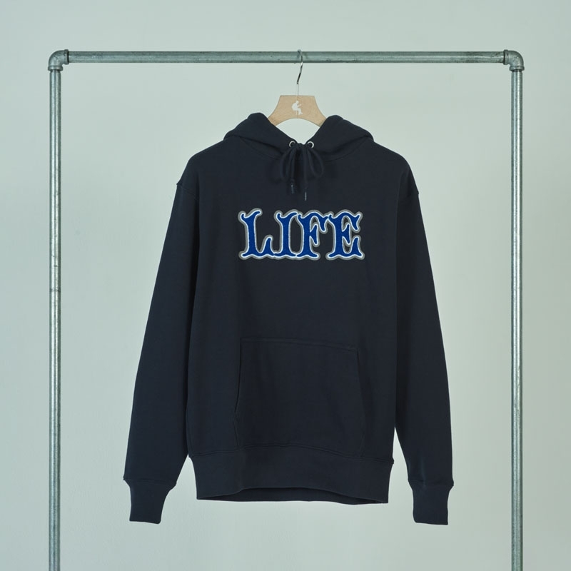 小沢健二　LIFEフッディー ネイビー×グレー×ブルーパーカー　XXL LIFEフッディー ネイビー×グレー×ブルー（タグ：ある光の間奏の