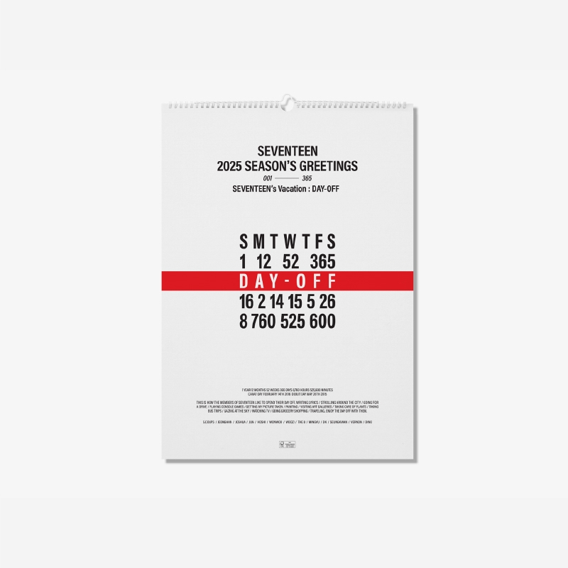 SEVENTEEN 2025 WALL CALENDAR : SEVENTEEN | HMV&BOOKS online