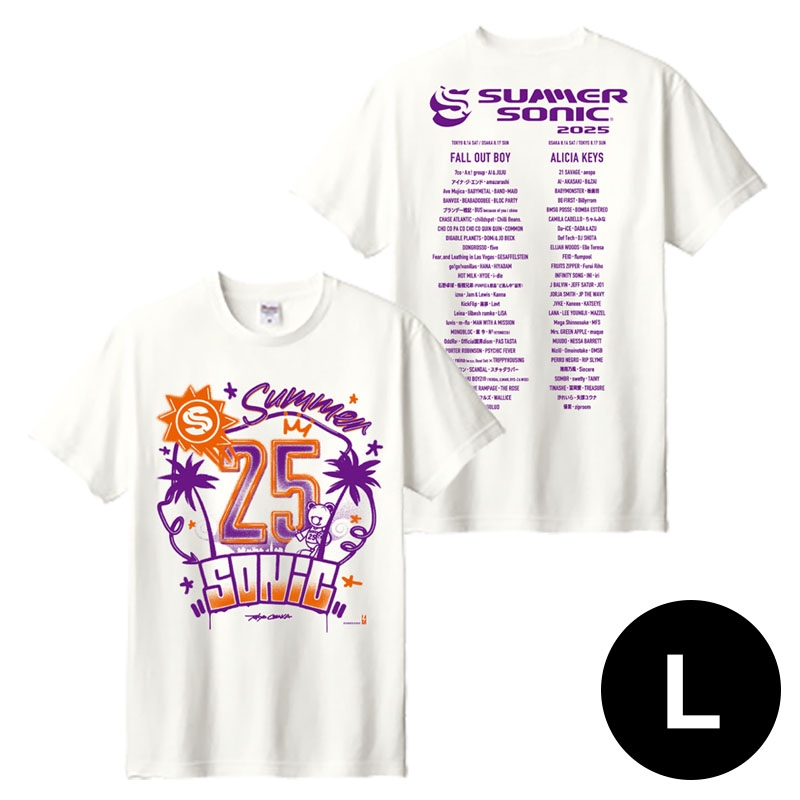 ブラシグラフィティベアーTシャツ［アイボリー］L : SUMMER