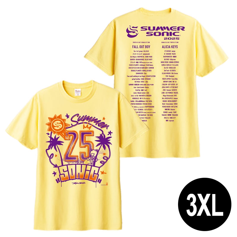 ブラシグラフィティベアーTシャツ［ライトイエロー］3XL