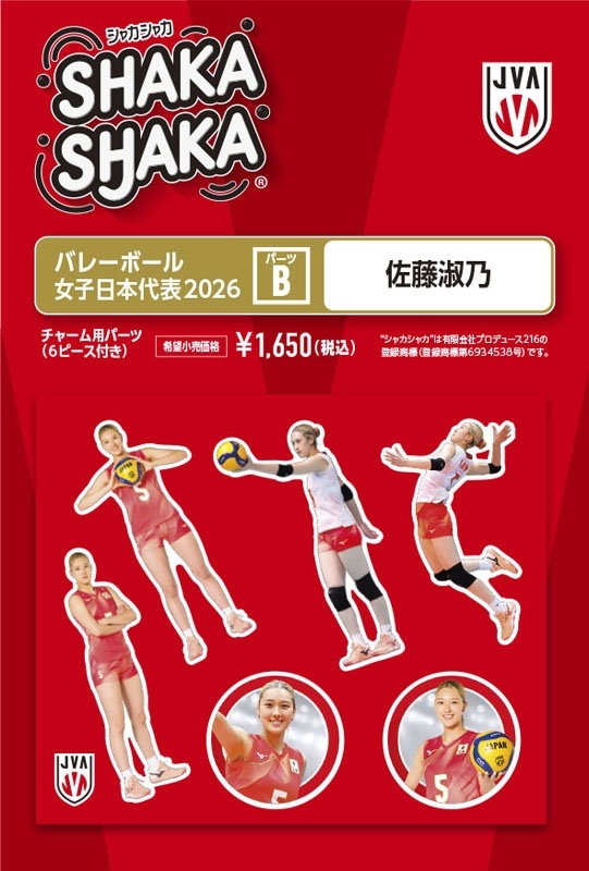 女子バレーボールグッズ バレーボール女子日本代表2026 シャカシャカ・チャーム用パーツセットB