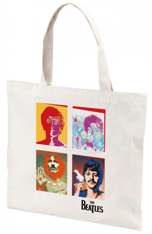 The Beatles 4 Faces White Tote Bag