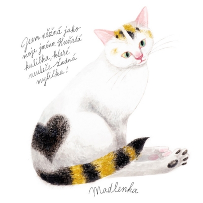 真作出久根育肉筆画絵画イラストアートカレンダー原画ネコ