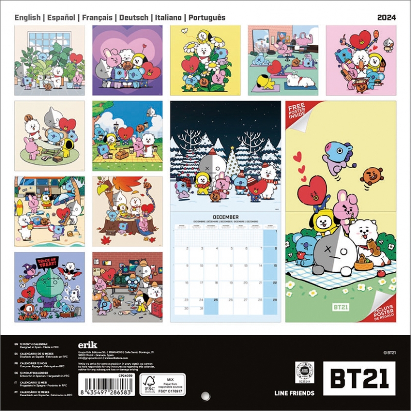 BT21(輸入版)/ 2024年カレンダー : BT21 | HMV&BOOKS online - 24CL536