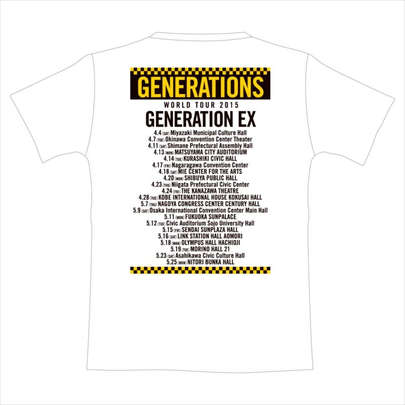 ツアーTシャツ ホワイト【S】/ GENERATIONS WORLD TOUR 2015