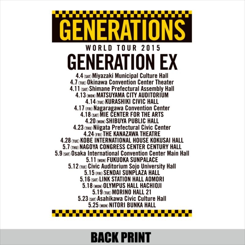 ツアーtシャツ ホワイト S Generations World Tour 15 Generation Ex Generations From Exile Tribe Hmv Books Online Geneex2