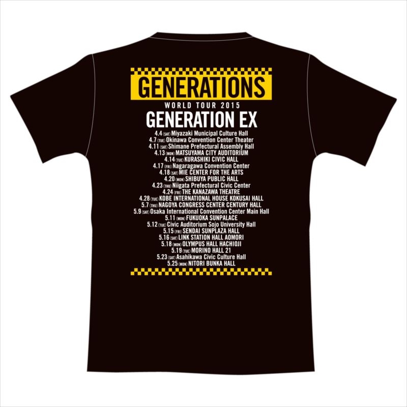 ツアーTシャツ ブラック【S】/ GENERATIONS WORLD TOUR 2015 