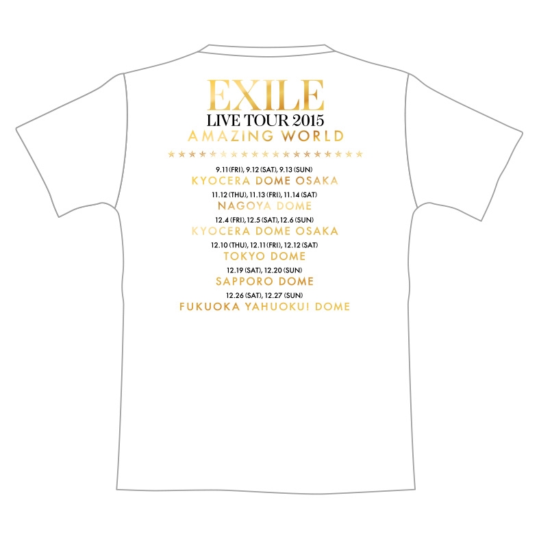 ツアーTシャツ【S】ホワイト/ EXILE LIVE TOUR 2015 “AMAZING WORLD